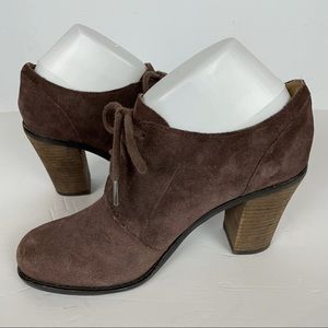 Lucky Brand Mystique Heeled Lace-Up Suede Booties